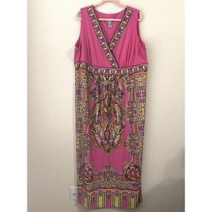 Catherines Dress Womens Size 2x Maxi Paisley Sleeveless Pink